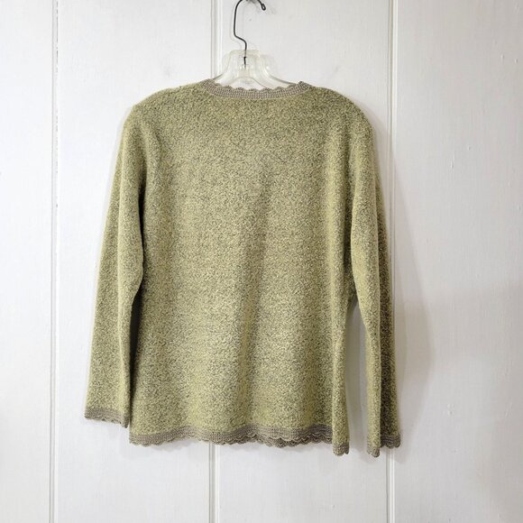 Embroidered Cottagecore Sweater with Crocheted Trim Size Medium - Picture 5 of 5